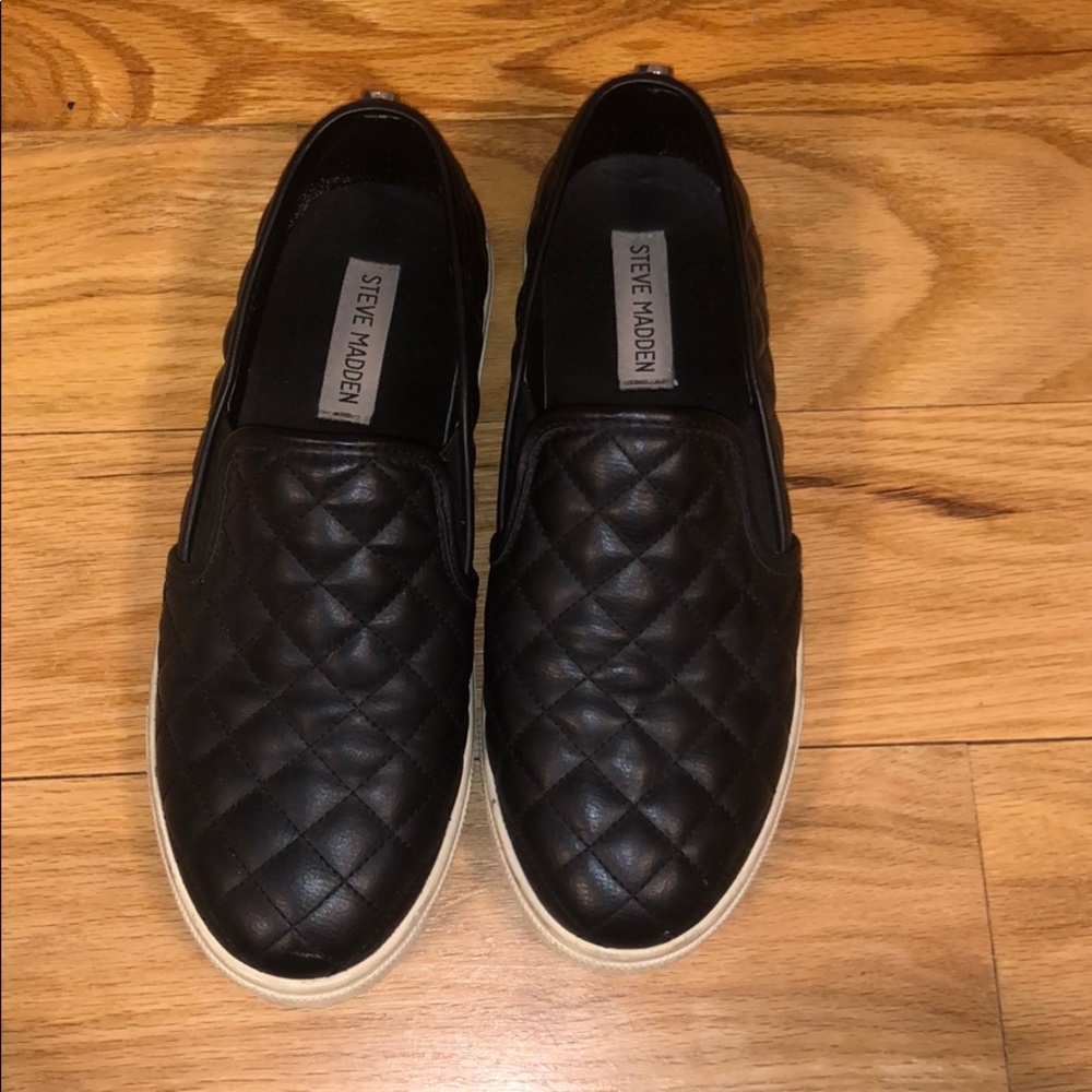 Steve Madden Black Slip On Shoes
